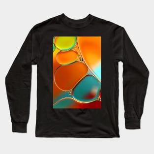 Oil & Water Abstract in Orange Long Sleeve T-Shirt